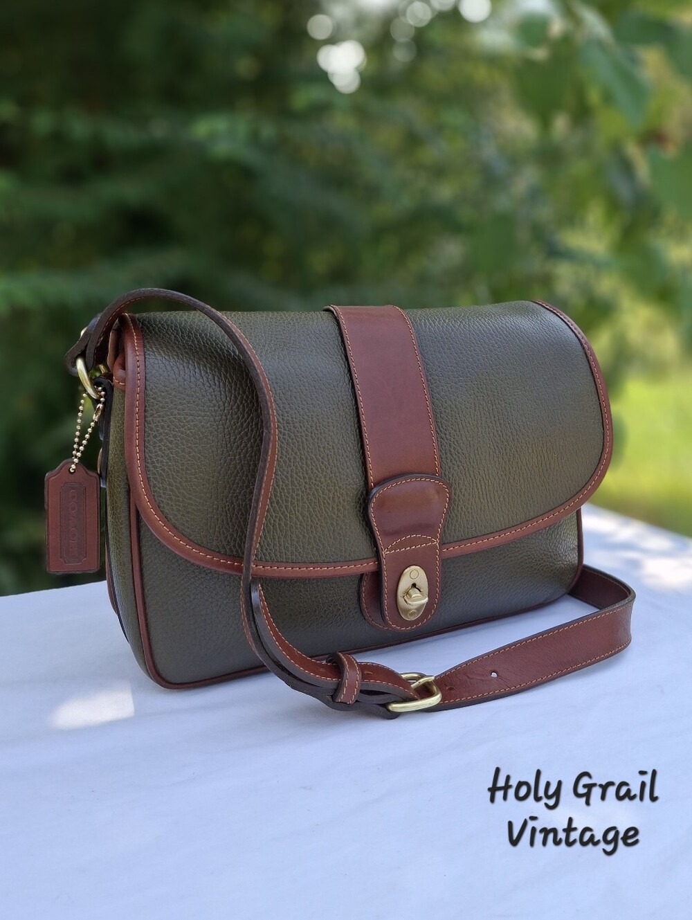 VTG 1995 Coach Glenwood Sheridan Olive/British Tan Shoulder/Crossbody Bag #4225